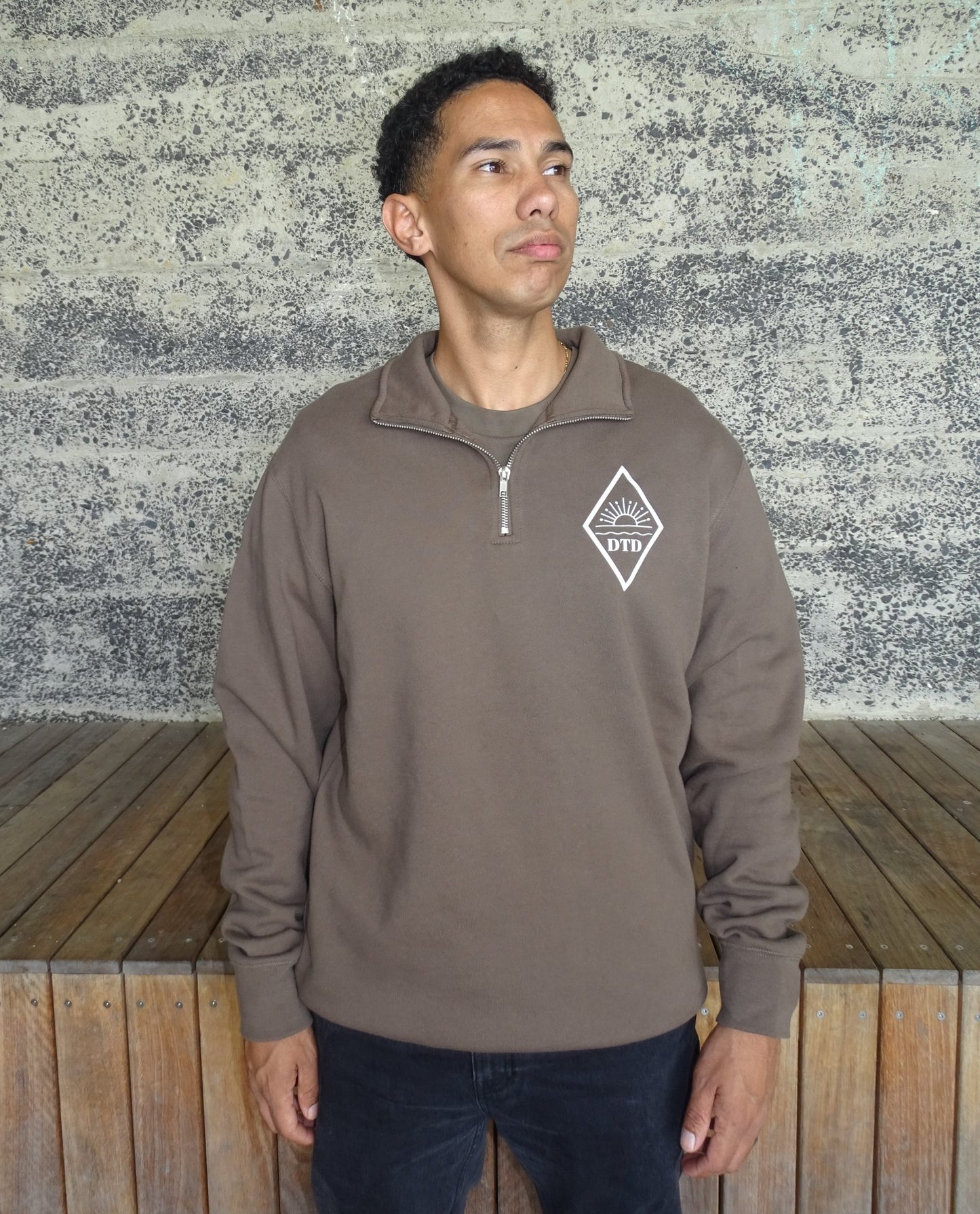 Men's Half Zip Crew | Walnut - Dawn Through Dusk