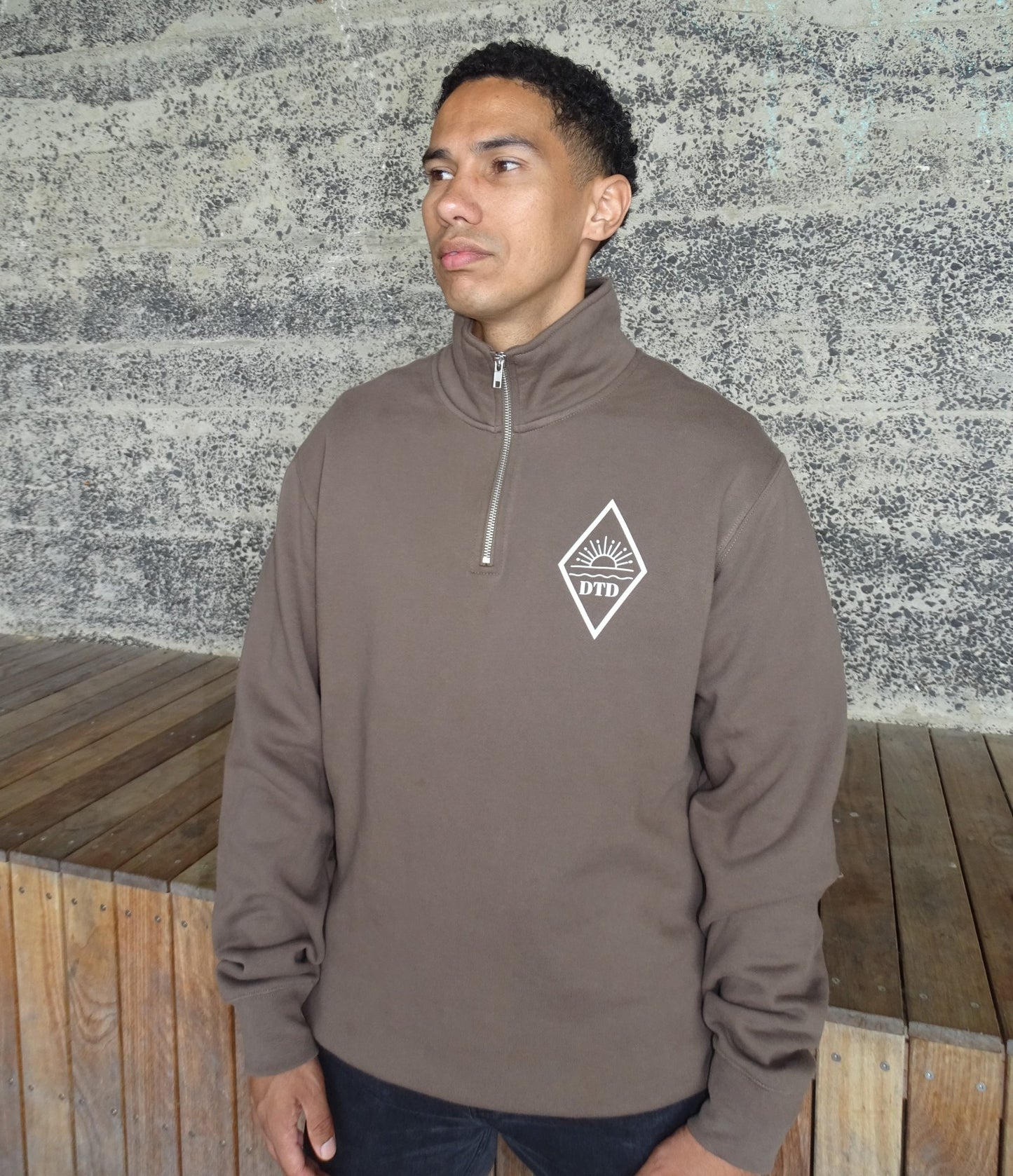 Men's Half Zip Crew | Walnut - Dawn Through Dusk
