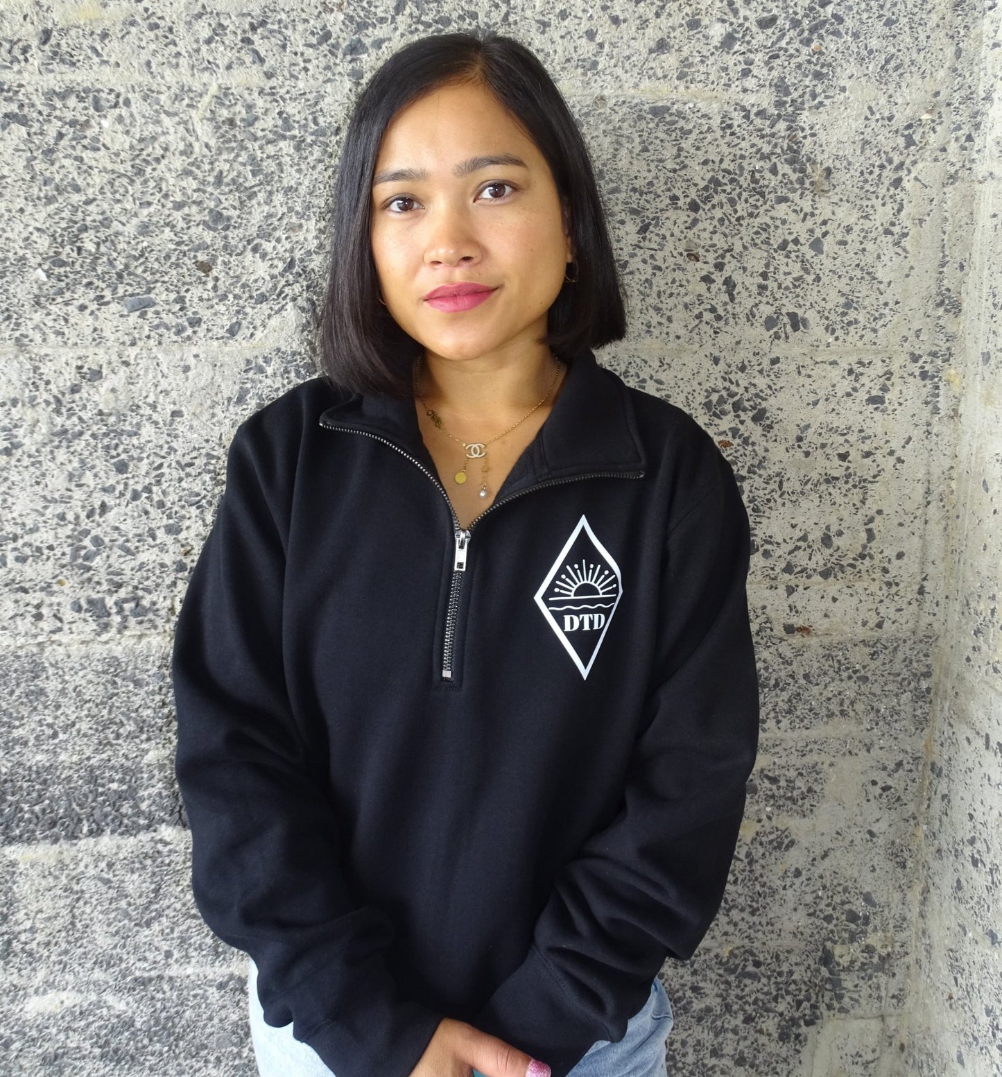 Women's Half Zip Crew | Black - Dawn Through Dusk