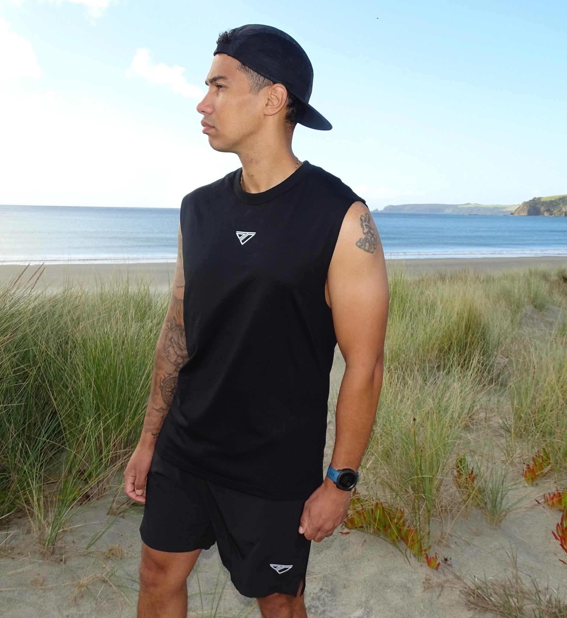 Men's Active Tank Singlet | Black - Dawn Through Dusk